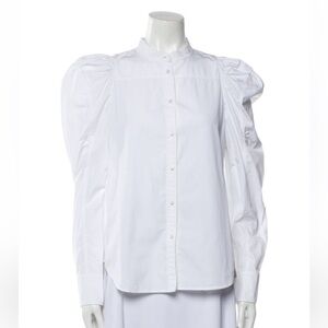 Chloé LS ruched sleeve cotton blouse Fr40